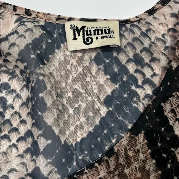 Show Me Your Mumu Blouse Snake Python Brown Bell Sleeve Sheer Women’s Size XS - Picture 7 of 14